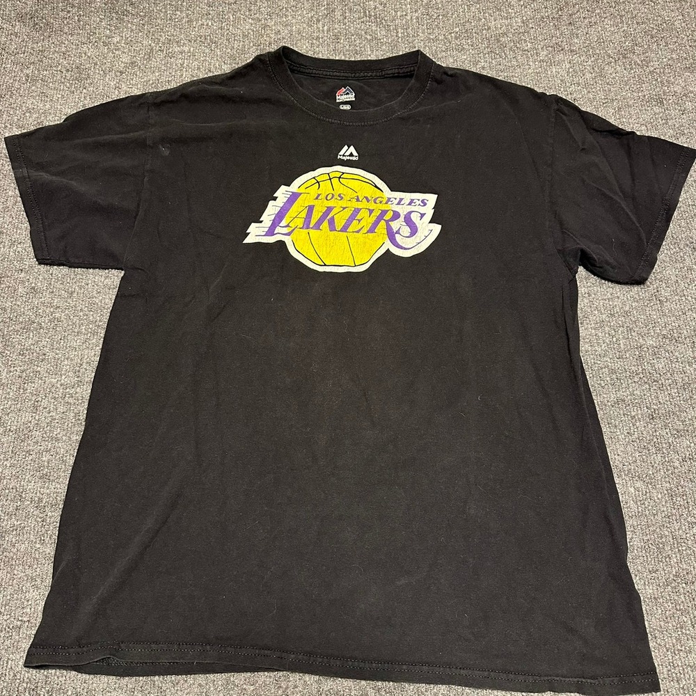 Majestic Los Angeles Lakers Mens T Shirt Black Large Graphic NBA Basketball